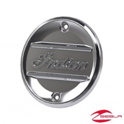 Chrome Indian Script Primary Engine Badge by Indian Scout Motorcycle
