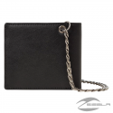 Cartera de piel con cadena, negra